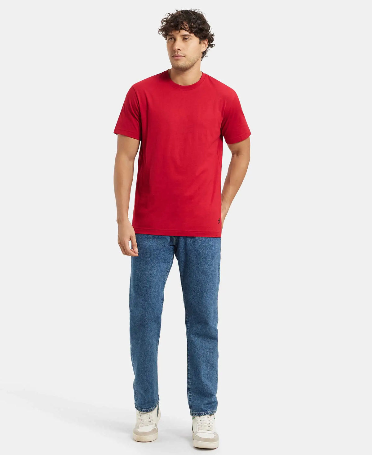 Super Combed Cotton Rich Round Neck Half Sleeve T-Shirt - Shanghai Red