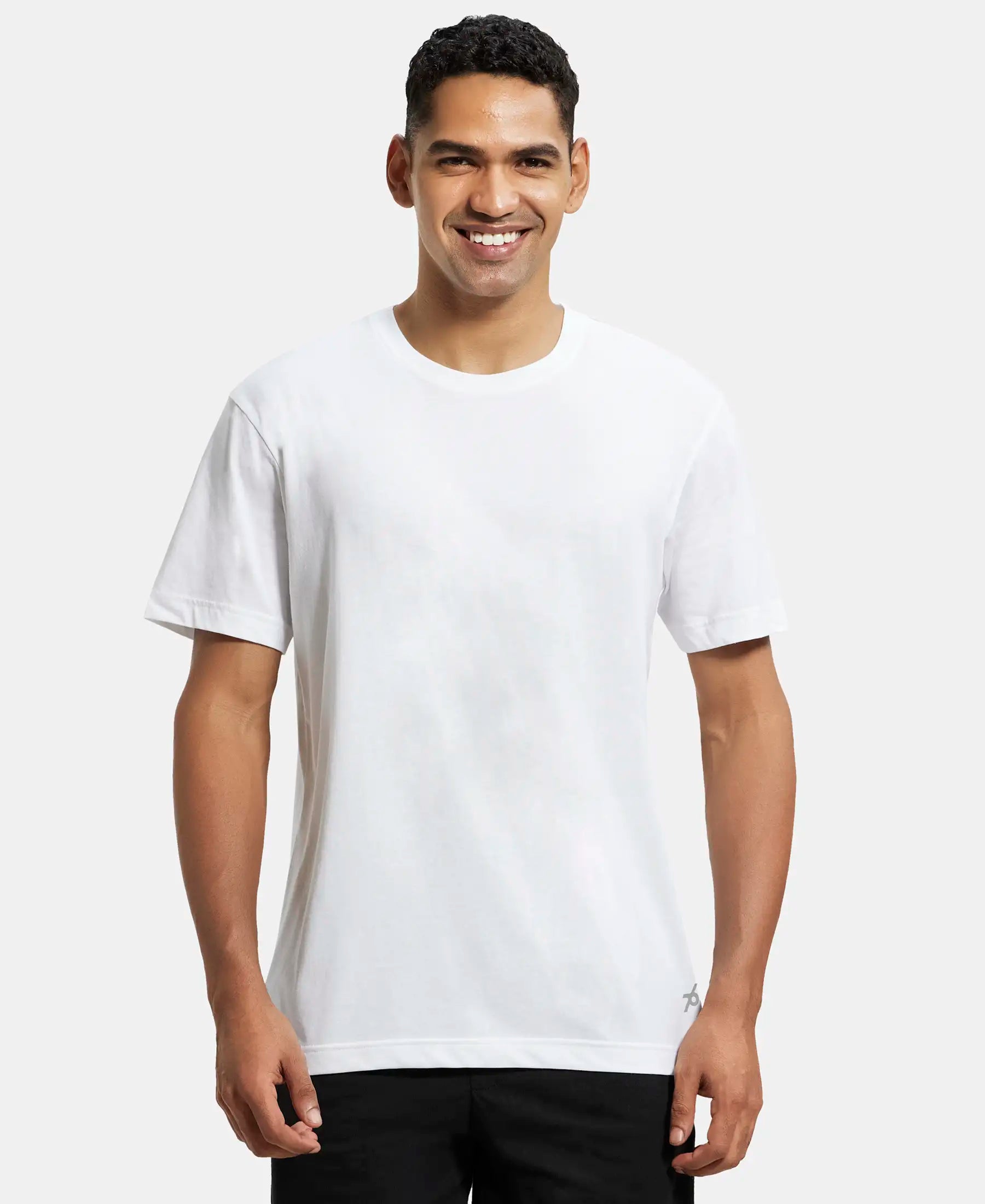 Super Combed Cotton Rich Round Neck Half Sleeve T-Shirt - White