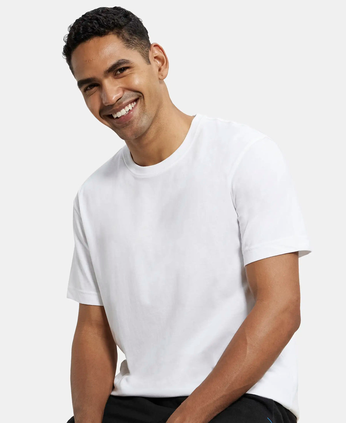 Super Combed Cotton Rich Round Neck Half Sleeve T-Shirt - White