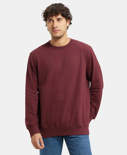 Super Combed Cotton French Terry Solid Sweatshirt with Ribbed Cuffs - Burgundy