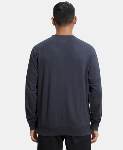 Super Combed Cotton French Terry Solid Sweatshirt with Ribbed Cuffs - Graphite