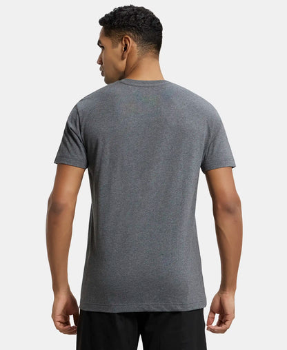 Super Combed Cotton Rich Solid V Neck Half Sleeve T-Shirt  - Charcoal Melange