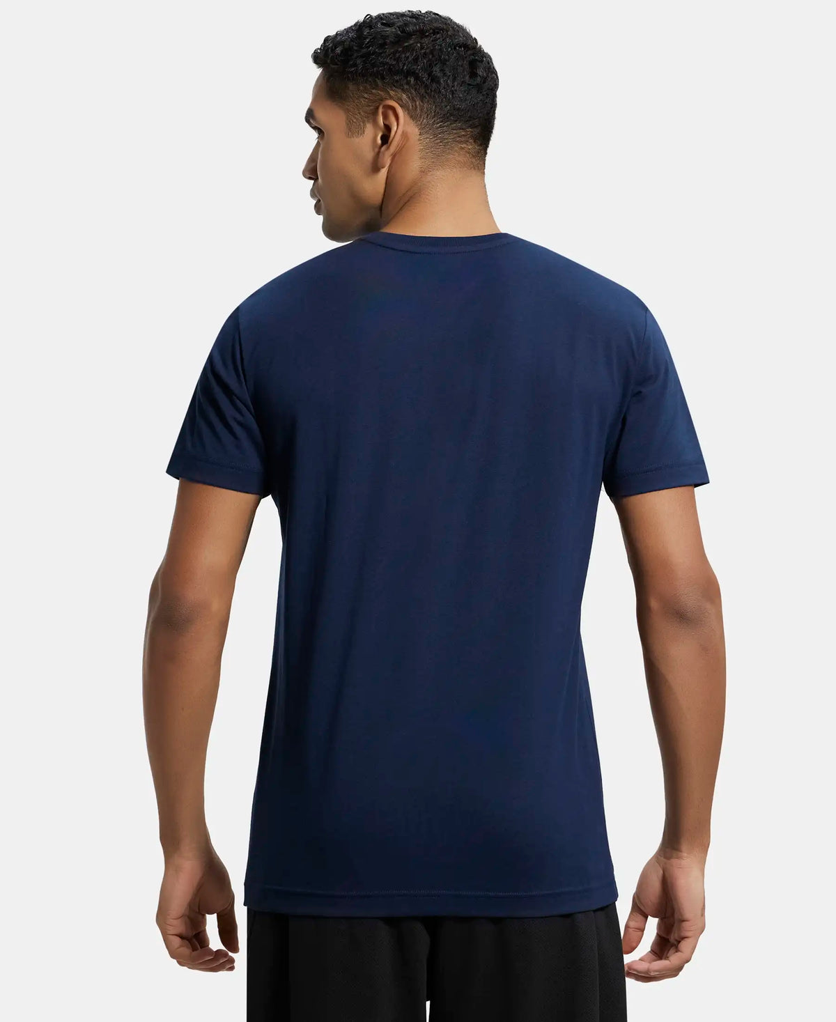 Super Combed Cotton Rich Solid V Neck Half Sleeve T-Shirt  - Navy