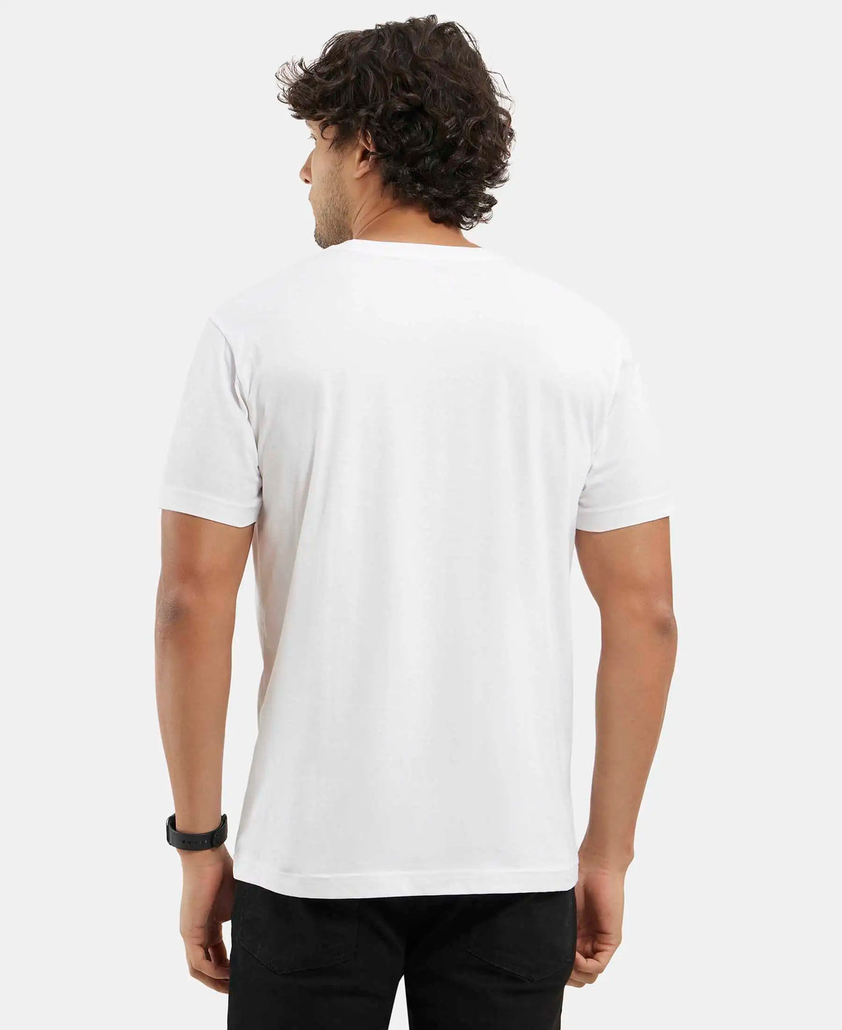 Super Combed Cotton Rich Solid V Neck Half Sleeve T-Shirt  - White
