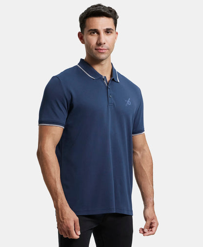 Super Combed Cotton Rich Solid Half Sleeve Polo T-Shirt - Navy