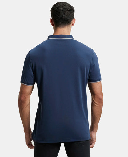 Super Combed Cotton Rich Solid Half Sleeve Polo T-Shirt - Navy