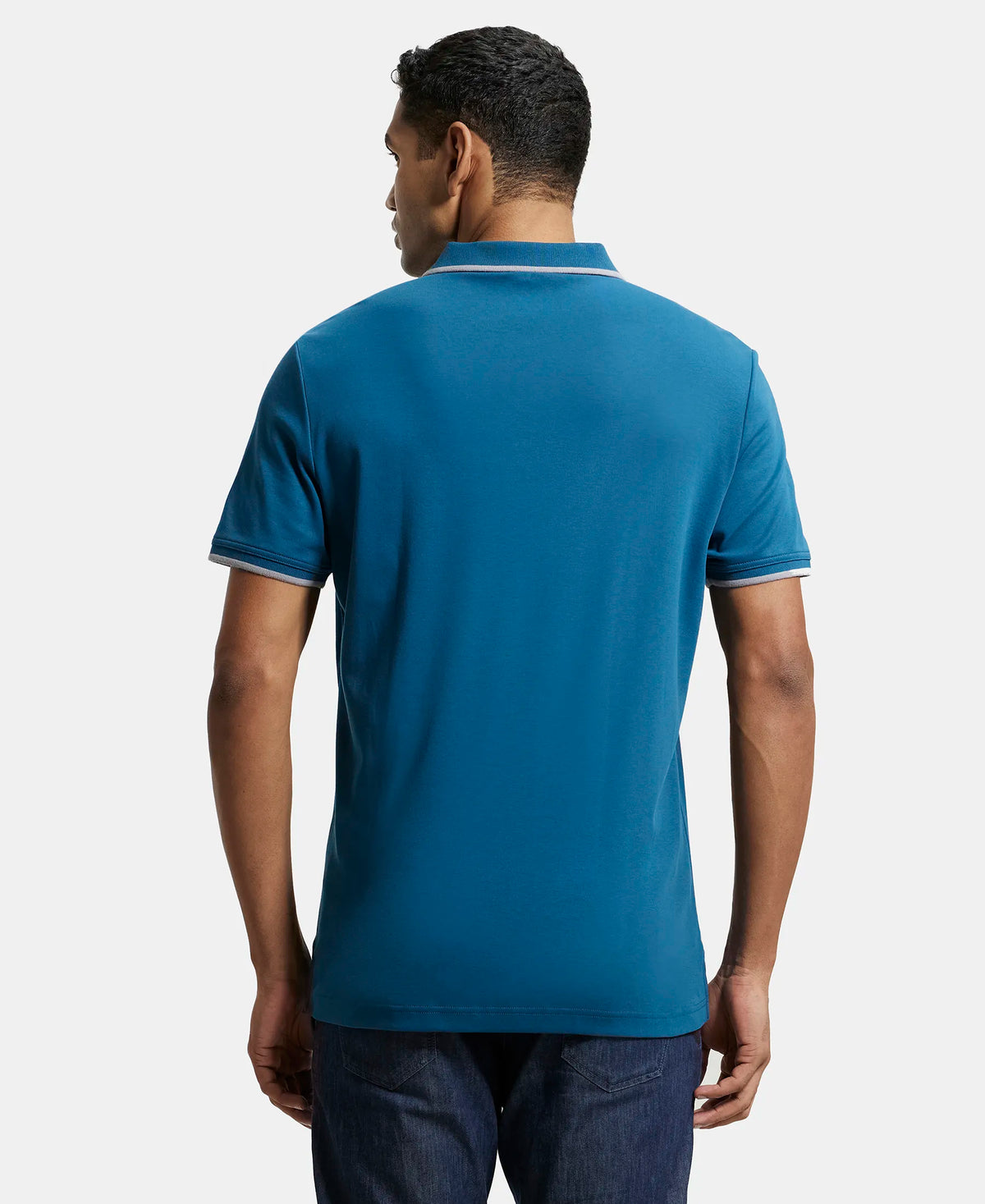Super Combed Cotton Rich Solid Half Sleeve Polo T-Shirt - Seaport Teal