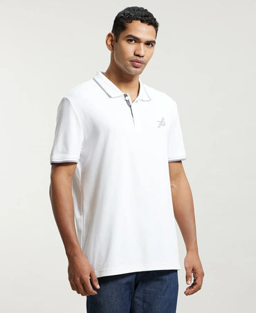 Super Combed Cotton Rich Solid Half Sleeve Polo T-Shirt - White