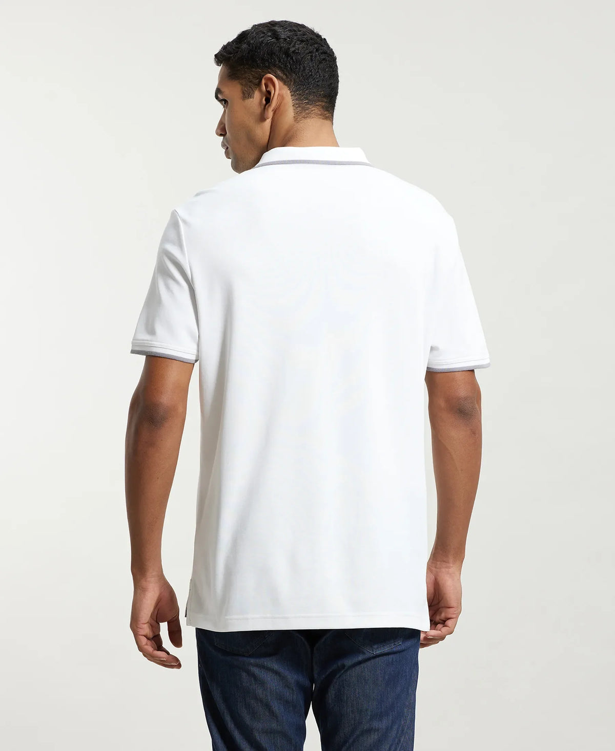 Super Combed Cotton Rich Solid Half Sleeve Polo T-Shirt - White