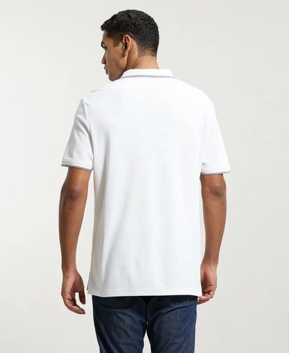 Super Combed Cotton Rich Solid Half Sleeve Polo T-Shirt - White
