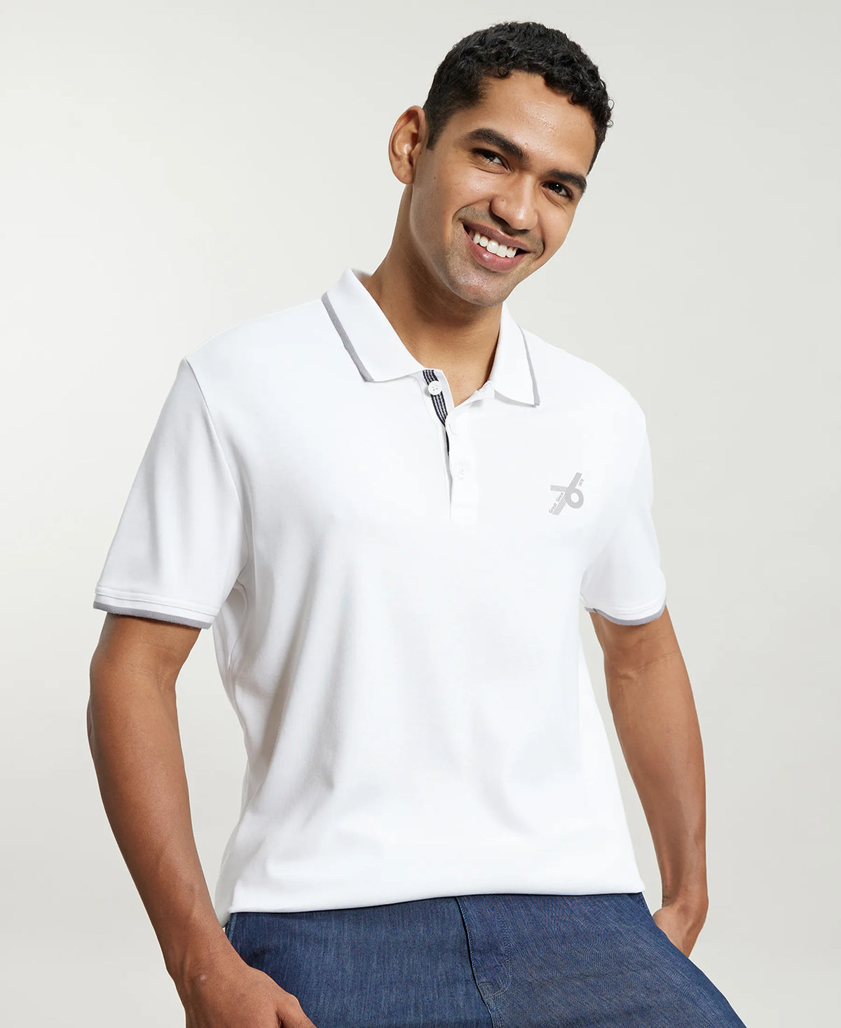 Super Combed Cotton Rich Solid Half Sleeve Polo T-Shirt - White