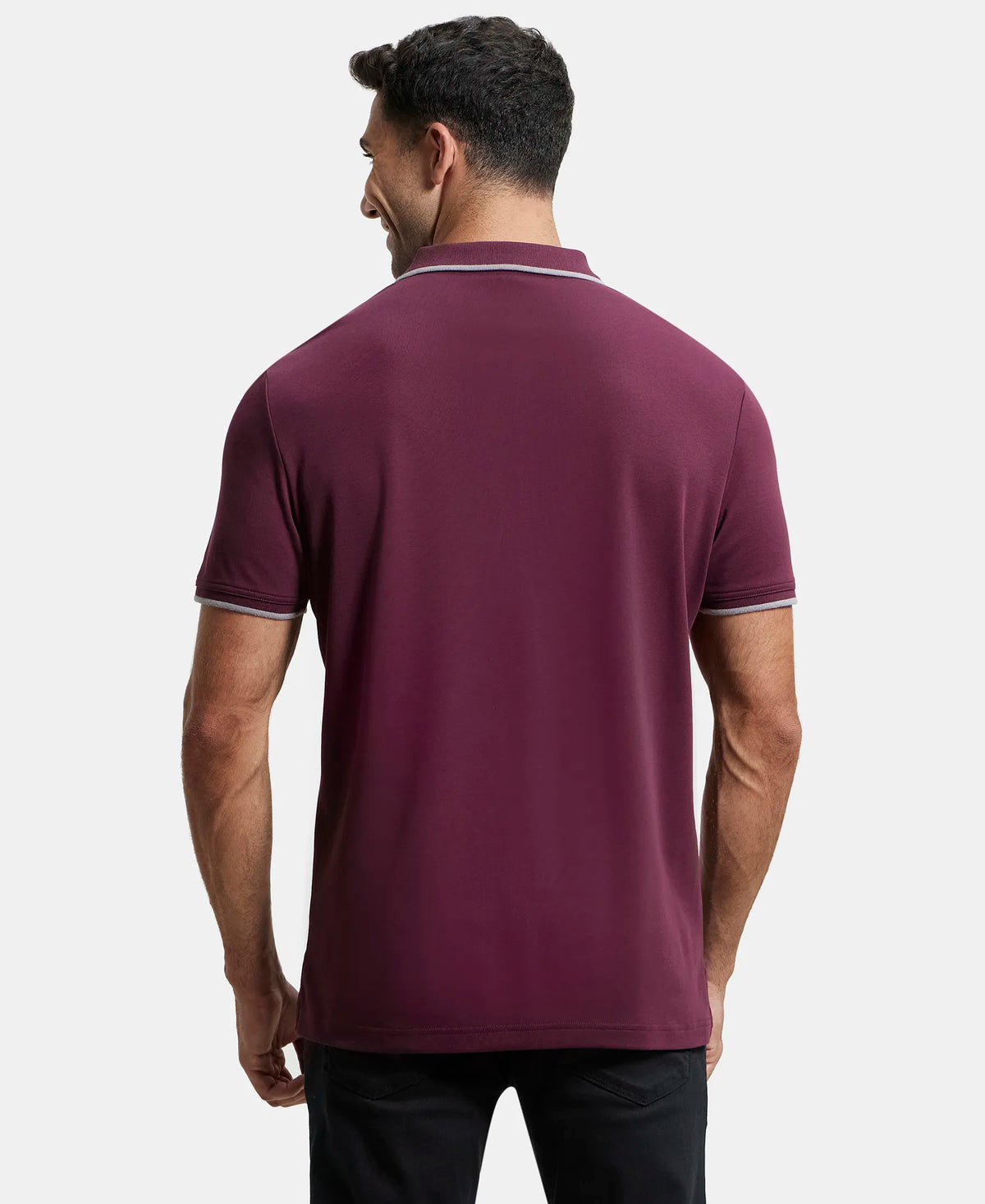 Super Combed Cotton Rich Solid Half Sleeve Polo T-Shirt - Wine Tasting