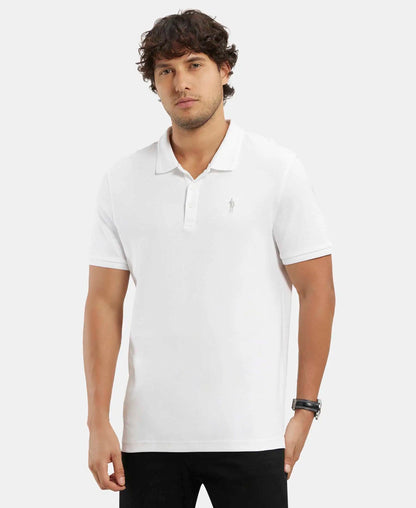 Super Combed Cotton Rich Solid Half Sleeve Polo T-Shirt - White