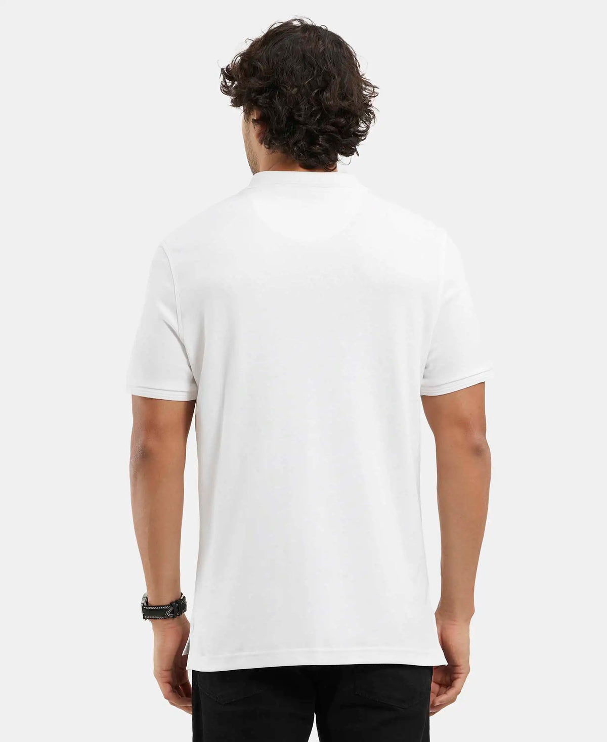 Super Combed Cotton Rich Solid Half Sleeve Polo T-Shirt - White