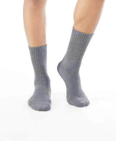Compact Cotton Terry Crew Length Socks With StayFresh Treatment - Charcoal Melange