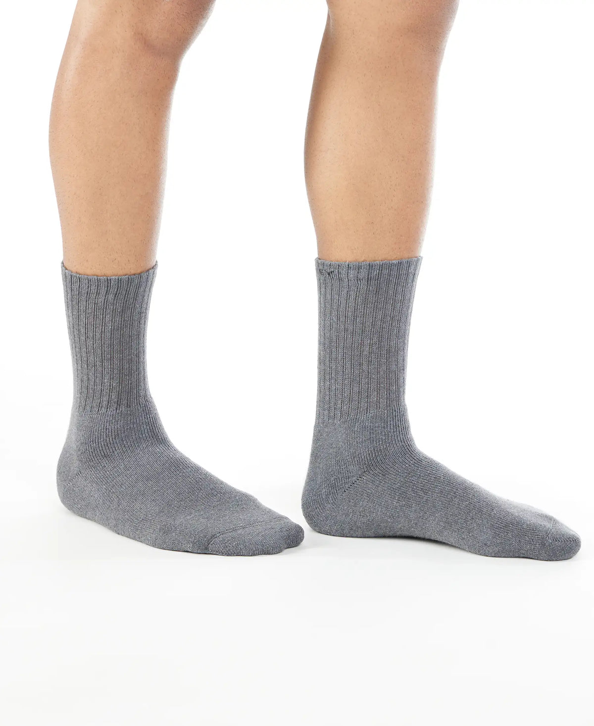 Compact Cotton Terry Crew Length Socks With StayFresh Treatment - Charcoal Melange