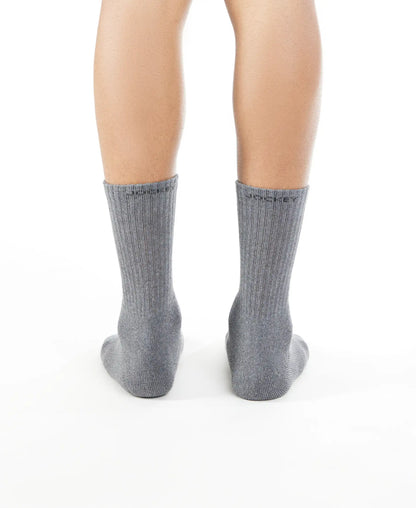 Compact Cotton Terry Crew Length Socks With StayFresh Treatment - Charcoal Melange
