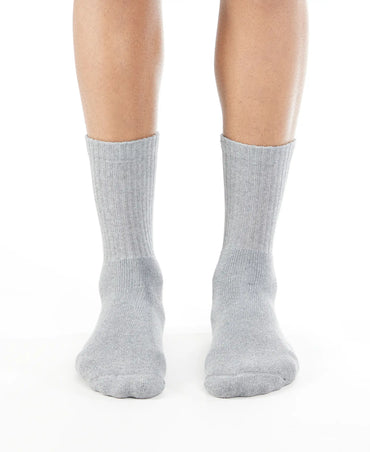 Compact Cotton Terry Crew Length Socks With StayFresh Treatment - Mid Grey Melange