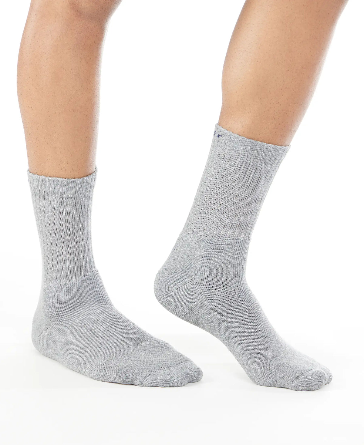 Compact Cotton Terry Crew Length Socks With StayFresh Treatment - Mid Grey Melange