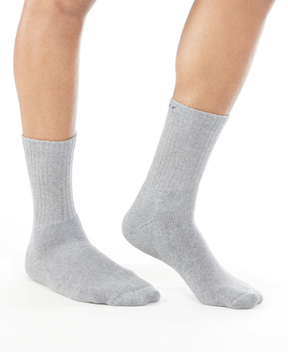 Compact Cotton Terry Crew Length Socks With StayFresh Treatment - Mid Grey Melange