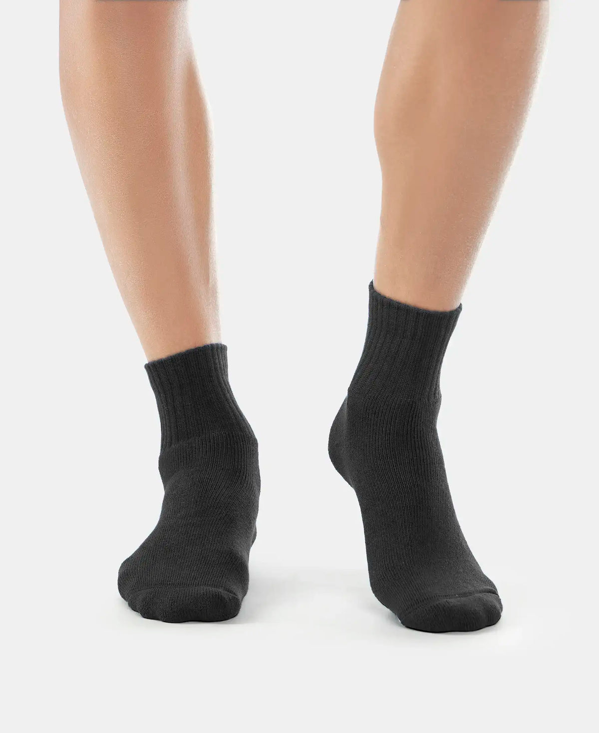 Compact Cotton Terry Ankle Length Socks With StayFresh Treatment - Black