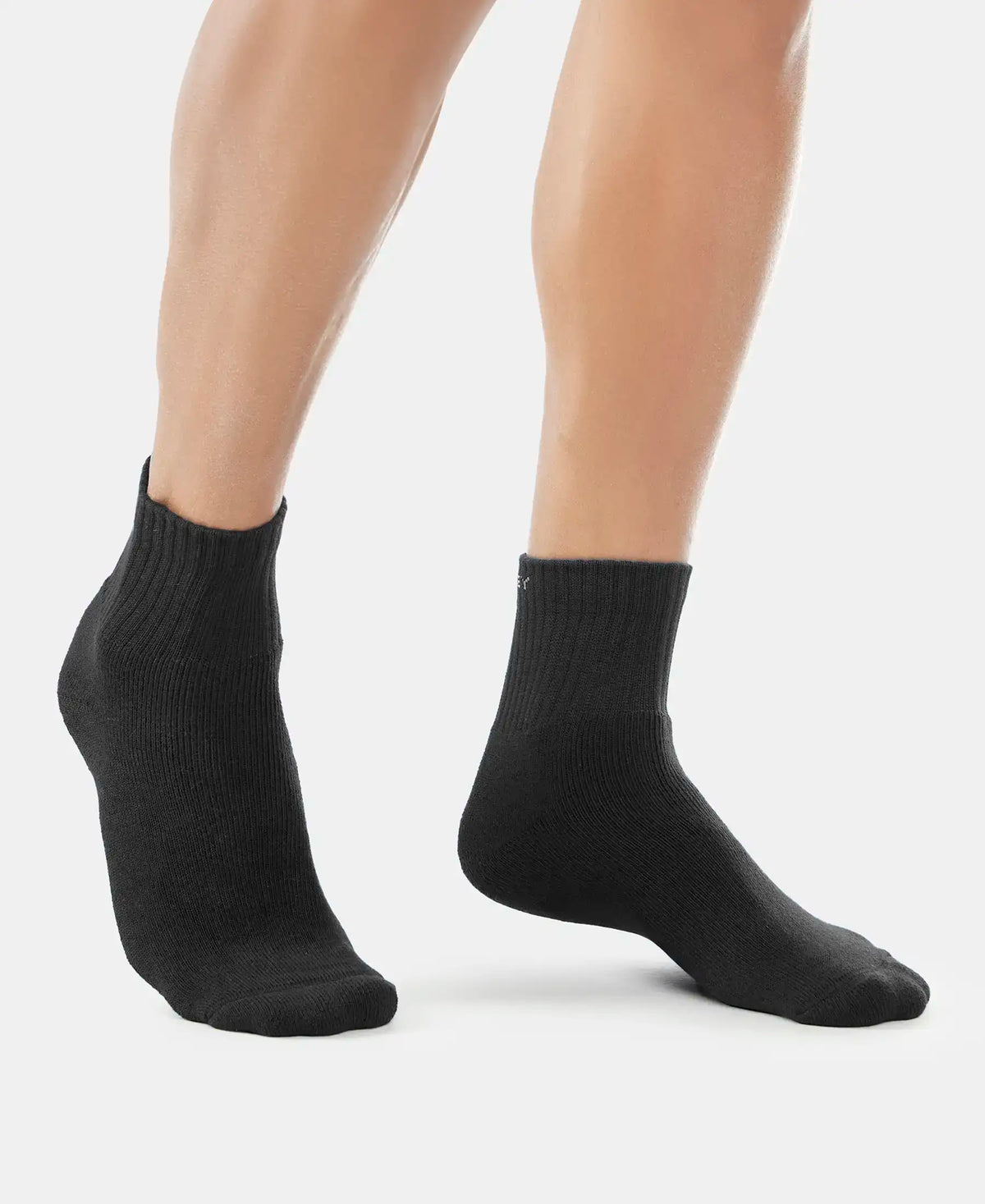 Compact Cotton Terry Ankle Length Socks With StayFresh Treatment - Black