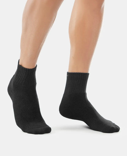 Compact Cotton Terry Ankle Length Socks With StayFresh Treatment - Black