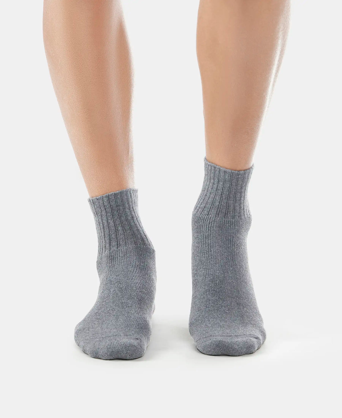 Compact Cotton Terry Ankle Length Socks With StayFresh Treatment - Charcoal Melange
