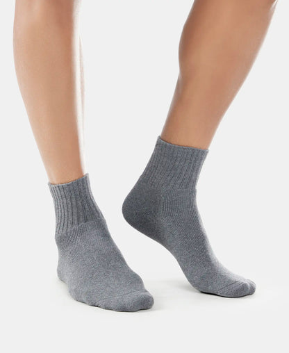Compact Cotton Terry Ankle Length Socks With StayFresh Treatment - Charcoal Melange