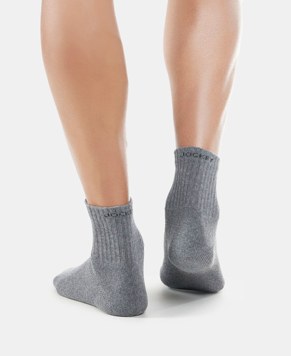 Compact Cotton Terry Ankle Length Socks With StayFresh Treatment - Charcoal Melange