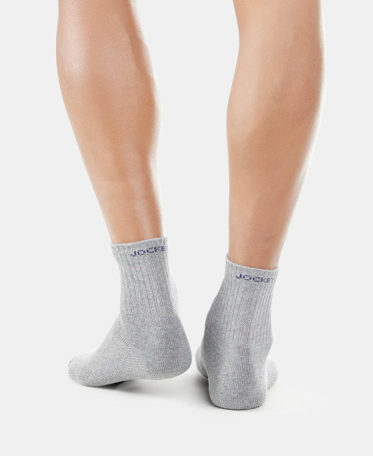 Compact Cotton Terry Ankle Length Socks With StayFresh Treatment - Mid Grey Melange