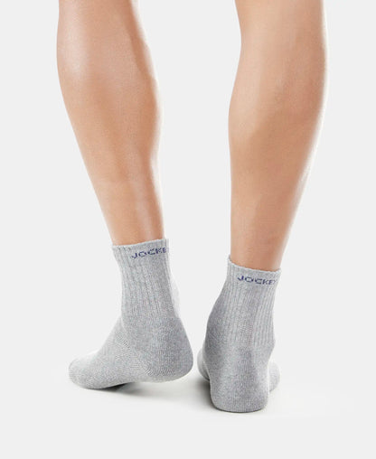 Compact Cotton Terry Ankle Length Socks With StayFresh Treatment - Mid Grey Melange