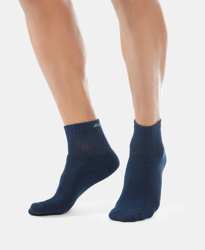 Compact Cotton Terry Ankle Length Socks With StayFresh Treatment - Navy