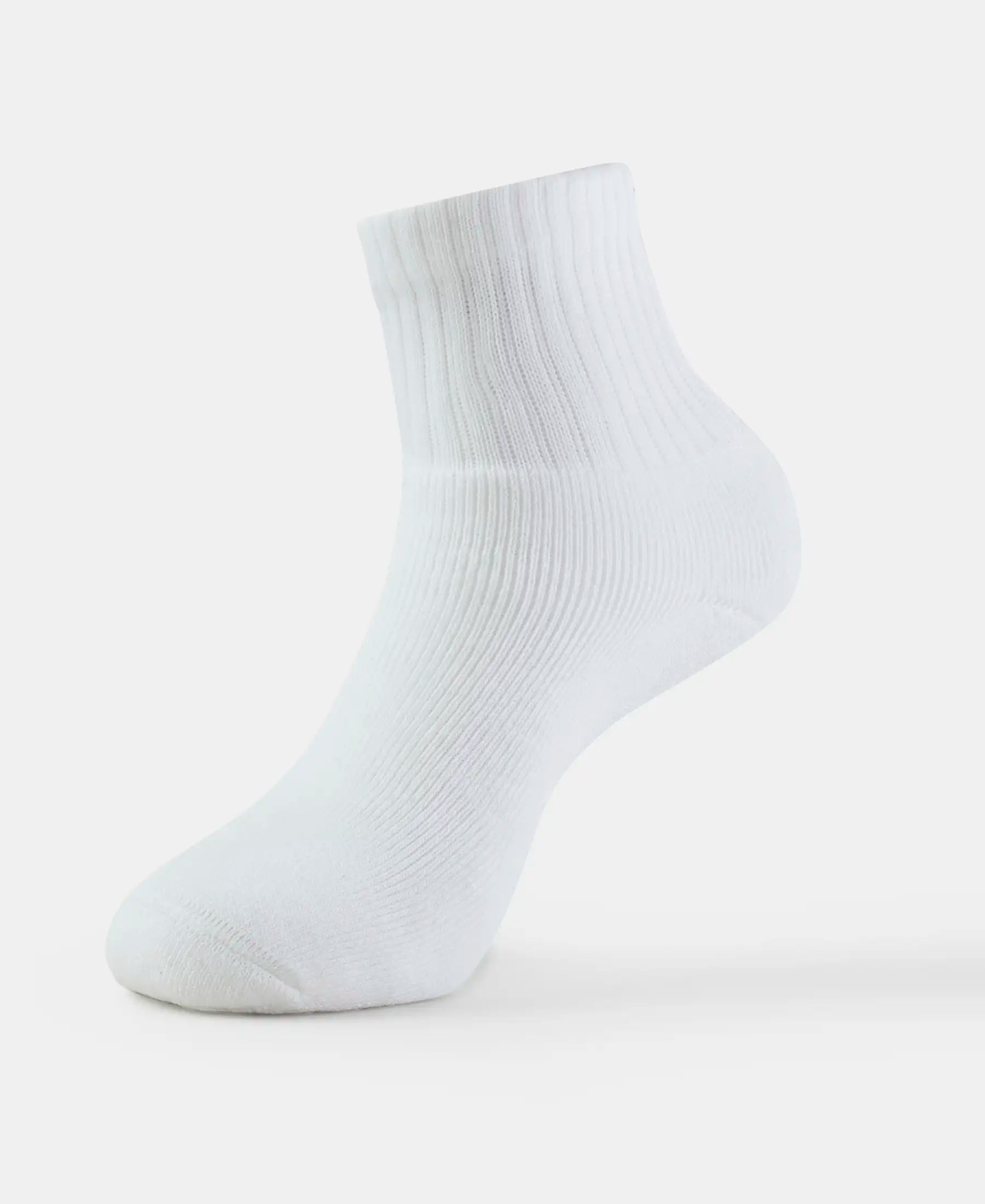 Compact Cotton Terry Ankle Length Socks With StayFresh Treatment - White