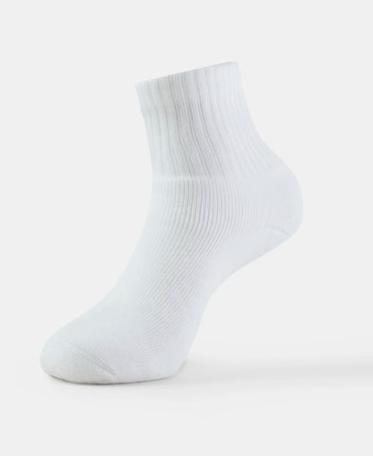 Compact Cotton Terry Ankle Length Socks With StayFresh Treatment - White