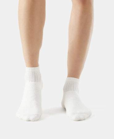 Compact Cotton Terry Ankle Length Socks With StayFresh Treatment - White