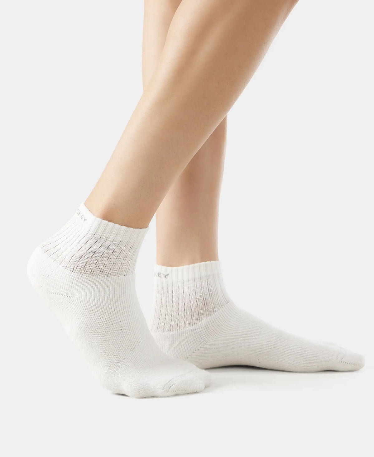 Compact Cotton Terry Ankle Length Socks With StayFresh Treatment - White