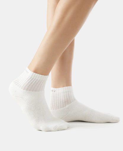 Compact Cotton Terry Ankle Length Socks With StayFresh Treatment - White