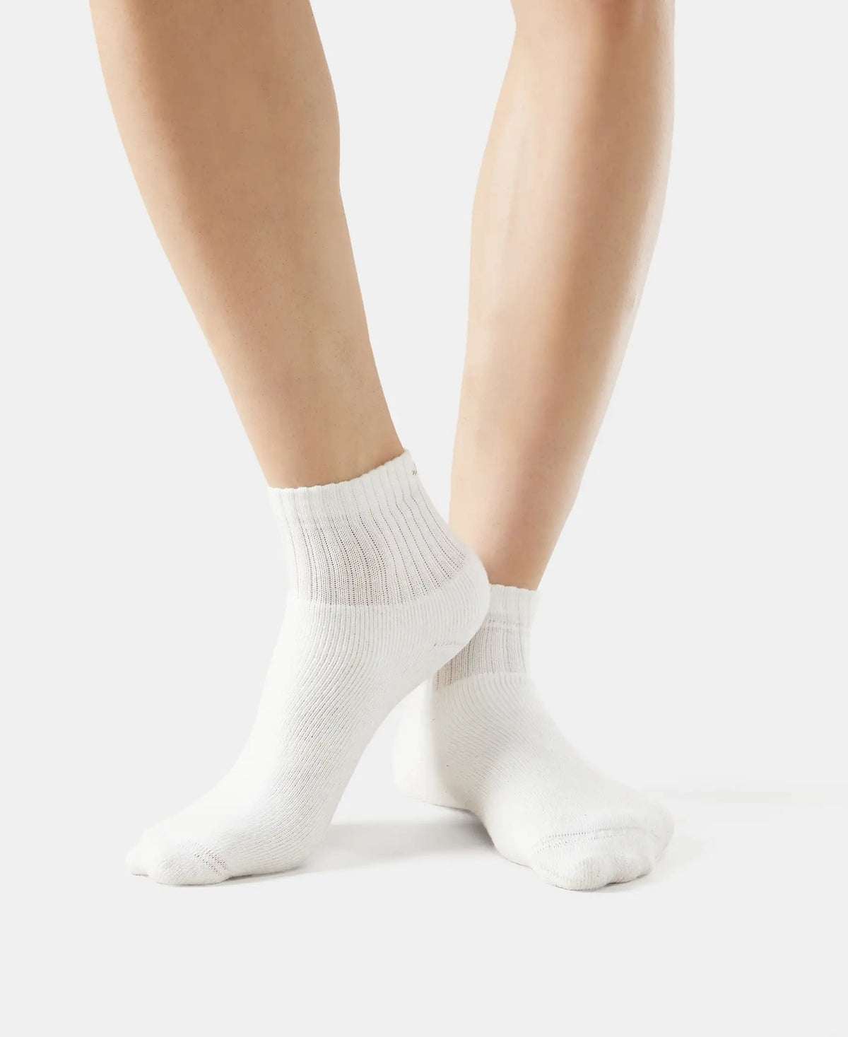 Compact Cotton Terry Ankle Length Socks With StayFresh Treatment - White