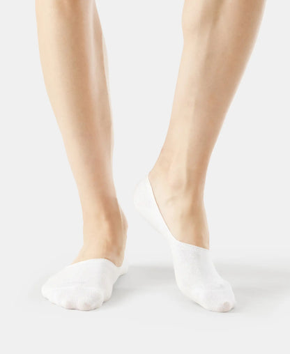 Compact Cotton Elastane Stretch No Show Socks With StayFresh Treatment - White (Pack of 2)