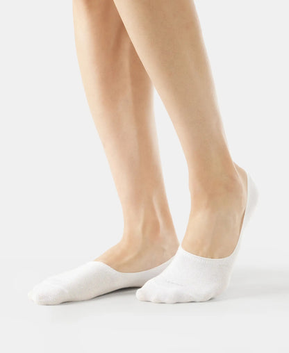 Compact Cotton Elastane Stretch No Show Socks With StayFresh Treatment - White (Pack of 2)