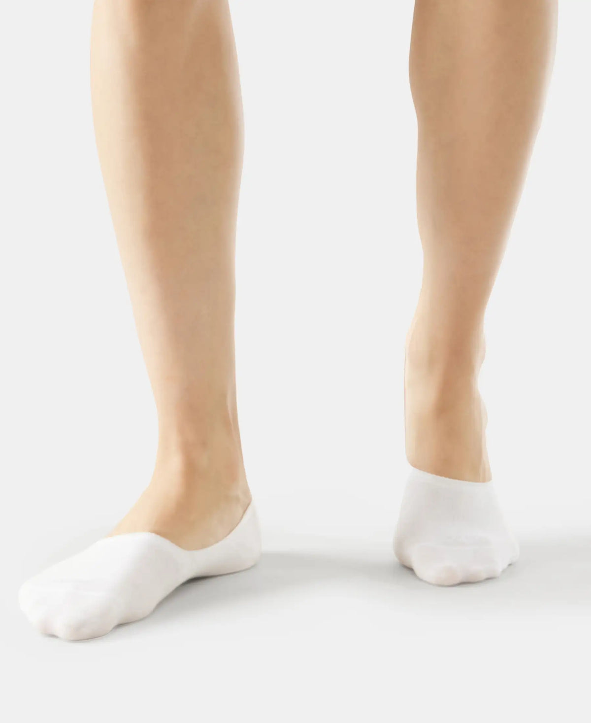 Compact Cotton Elastane Stretch No Show Socks With StayFresh Treatment - White (Pack of 2)