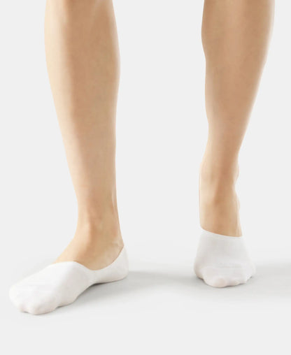 Compact Cotton Elastane Stretch No Show Socks With StayFresh Treatment - White (Pack of 2)