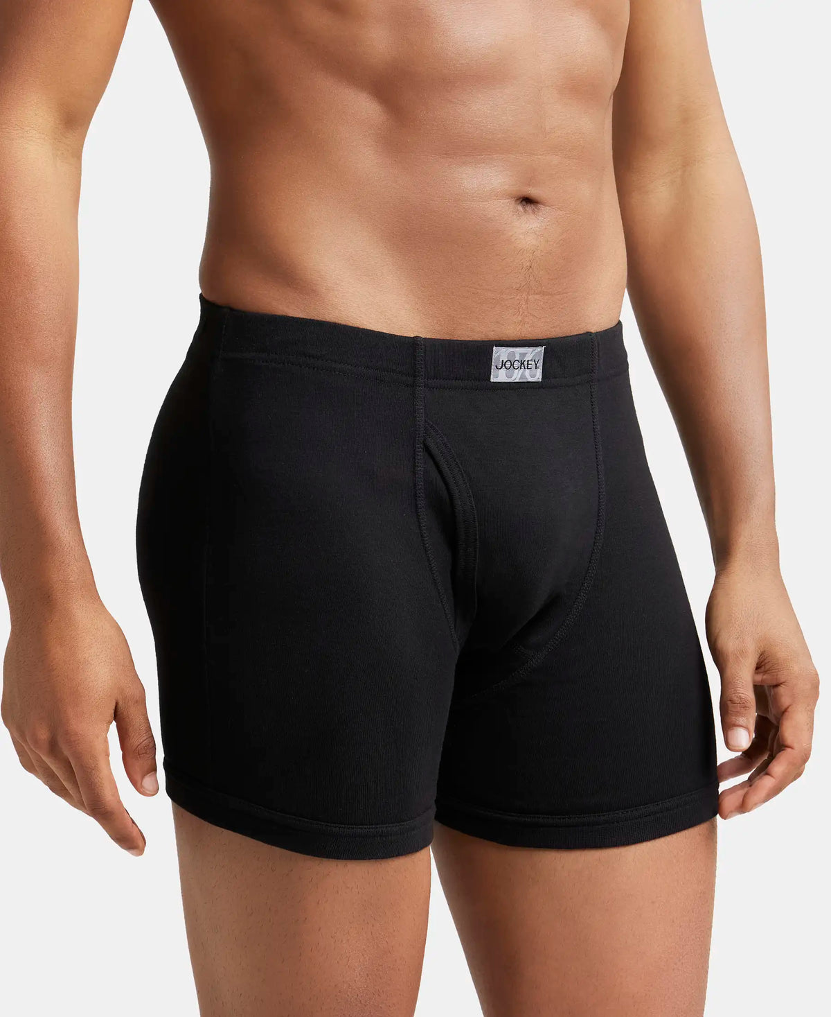 Super Combed Cotton Rib Solid Boxer Brief with Ultrasoft and Durable Waistband - Black (Pack of 2)