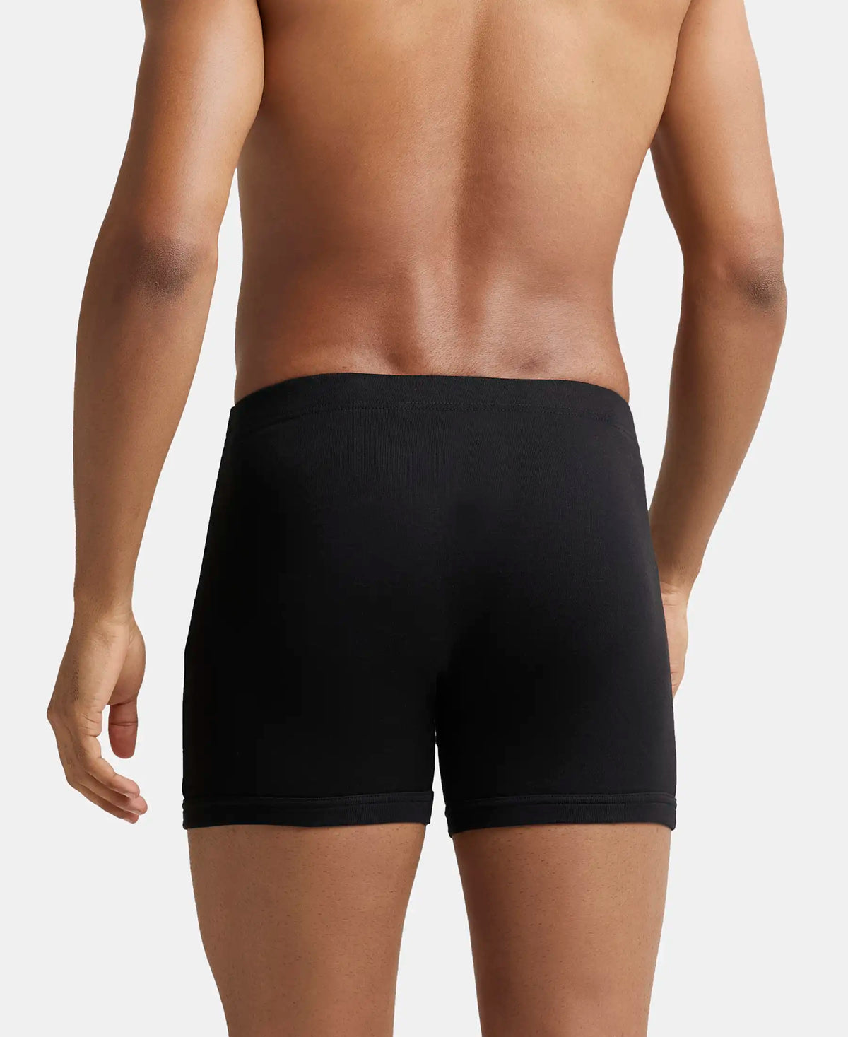 Super Combed Cotton Rib Solid Boxer Brief with Ultrasoft and Durable Waistband - Black (Pack of 2)