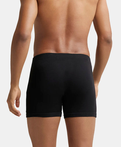 Super Combed Cotton Rib Solid Boxer Brief with Ultrasoft and Durable Waistband - Black (Pack of 2)
