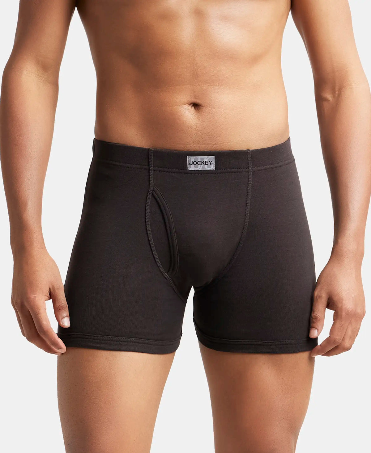 Super Combed Cotton Rib Solid Boxer Brief with Ultrasoft and Durable Waistband - Brown