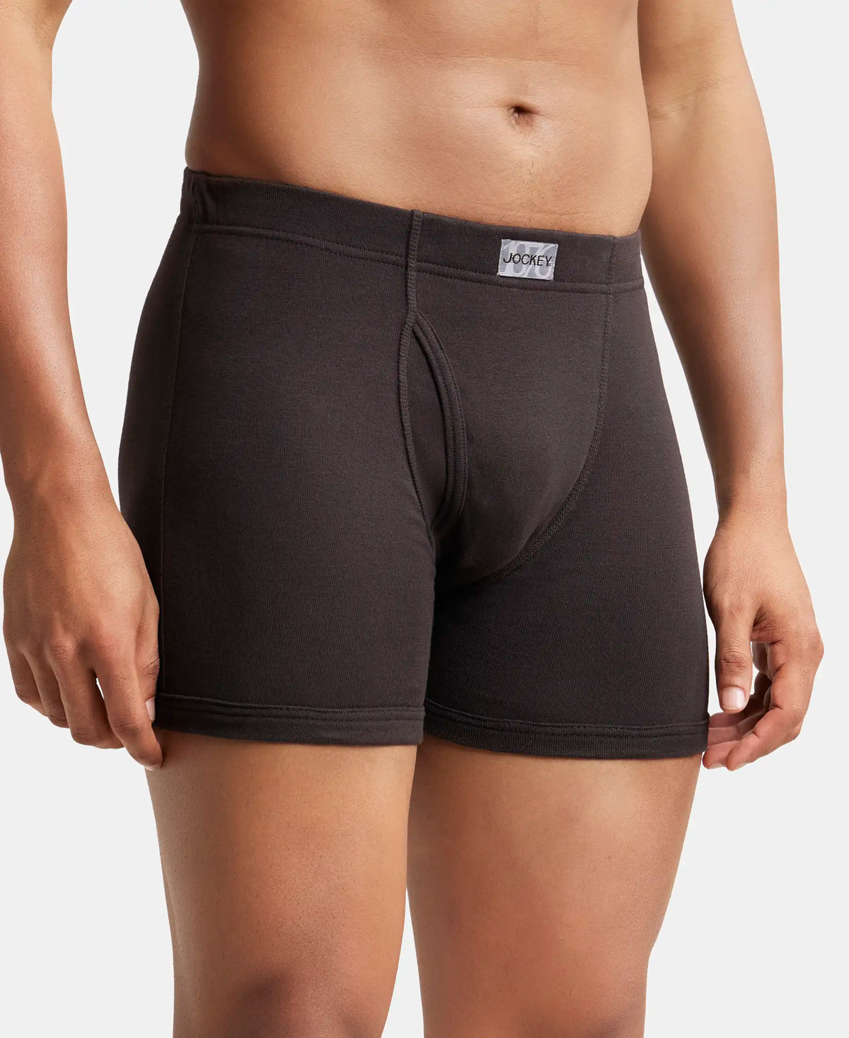 Super Combed Cotton Rib Solid Boxer Brief with Ultrasoft and Durable Waistband - Brown