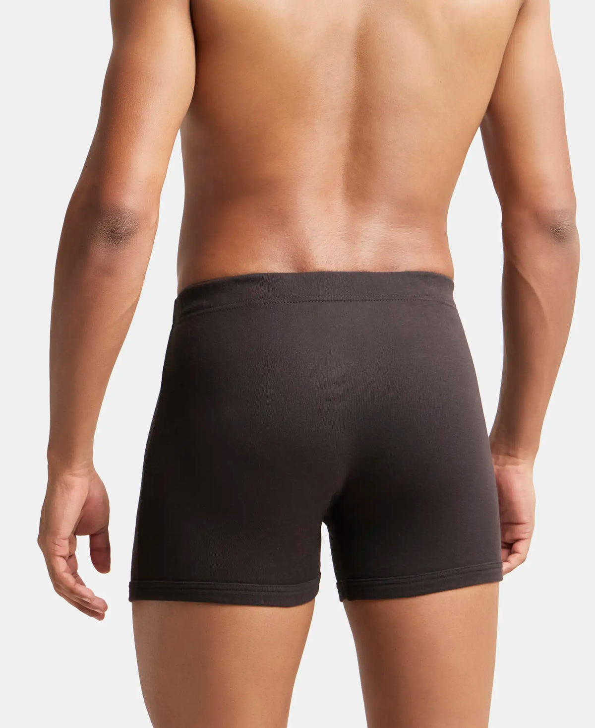Super Combed Cotton Rib Solid Boxer Brief with Ultrasoft and Durable Waistband - Brown