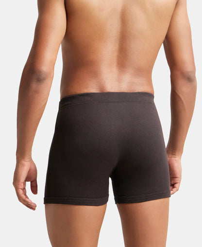 Super Combed Cotton Rib Solid Boxer Brief with Ultrasoft and Durable Waistband - Brown